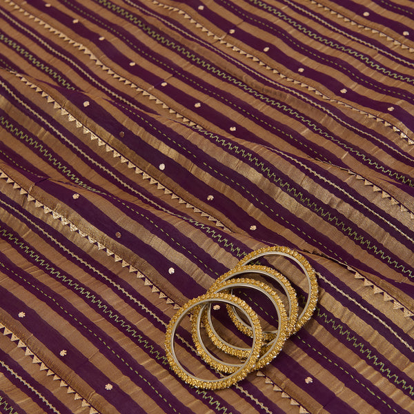 Purple Chanderi Zari Gota Work Fabric