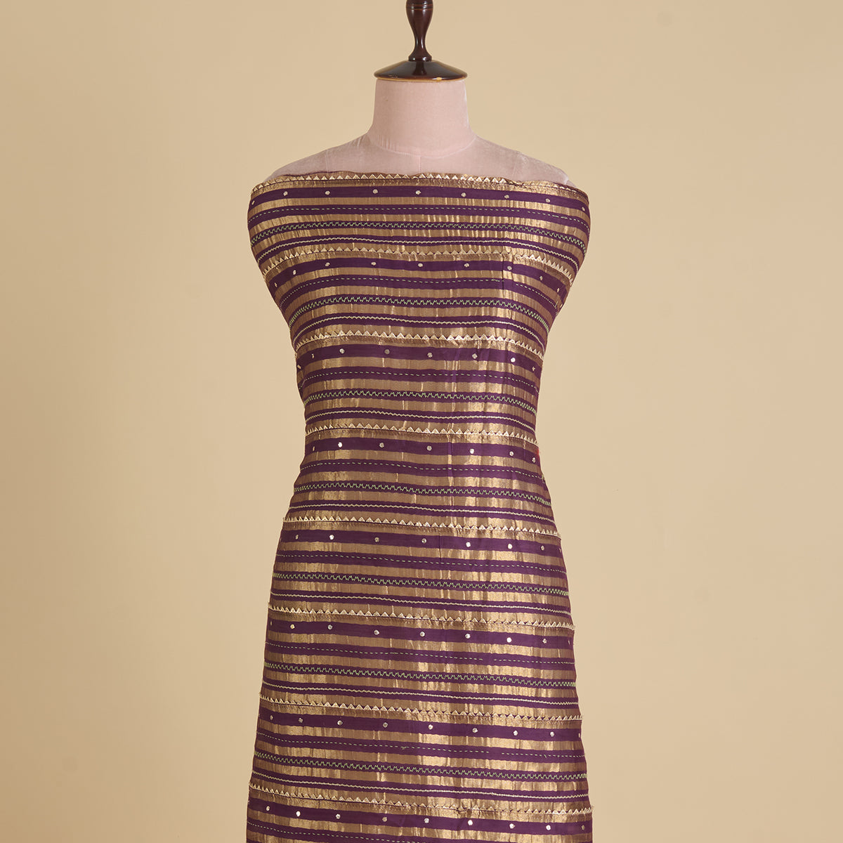 Purple Chanderi Zari Gota Work Fabric