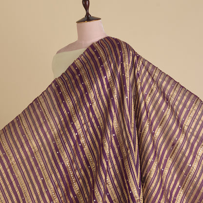 Purple Chanderi Zari Gota Work Fabric