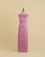 Pink Chanderi Jacquard Fabric with Geometric Woven Design