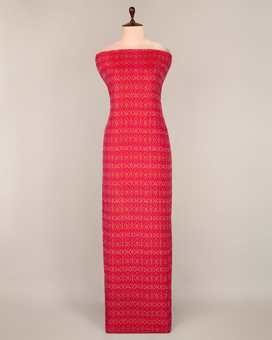 Pink Cotton Silk Ikat Fabric with classic pattern