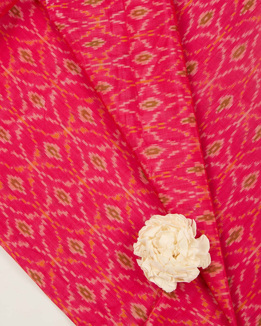 Pink Cotton Silk Ikat Fabric