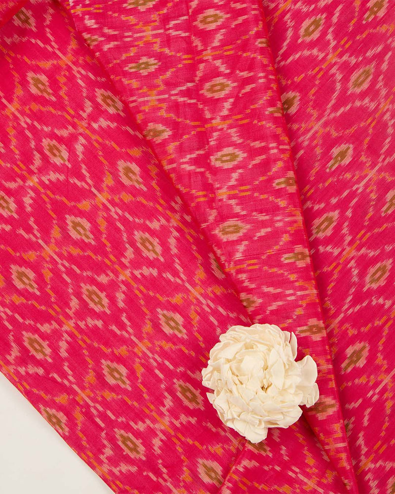 Pink Cotton Silk Ikat Fabric