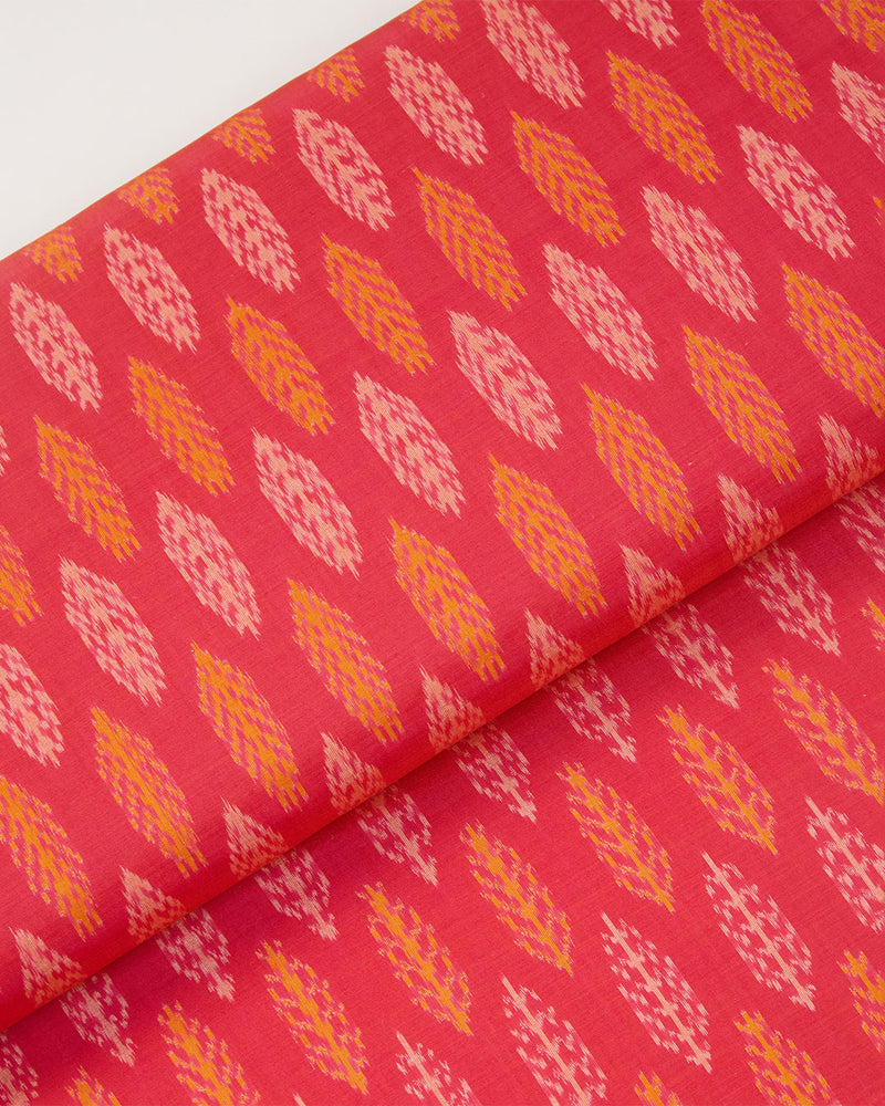 Pink Cotton Silk Ikat Fabric