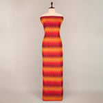Red Cotton Silk Ikat Geometric Fabric