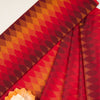 Red Cotton Silk Ikat Geometric Fabric