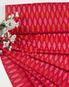 Red Cotton Silk Ikat Fabric