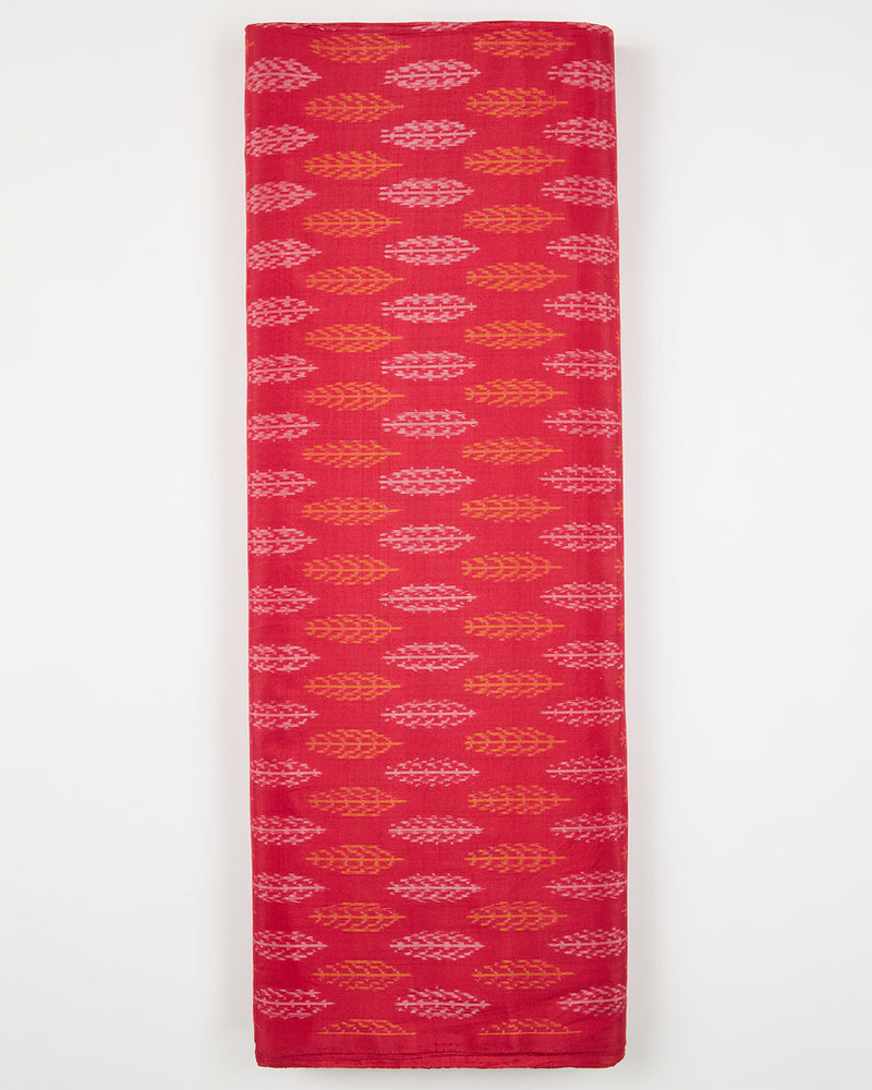 Red Cotton Silk Ikat Fabric