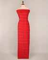 Red Cotton Silk Ikat Fabric with traditional weave