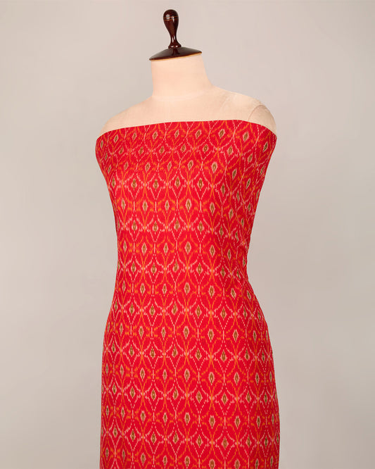 Red Cotton Silk Ikat Fabric