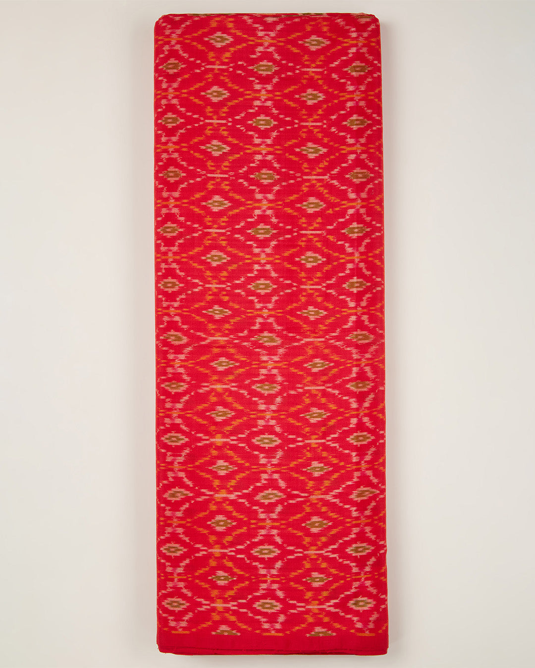 Red Cotton Silk Ikat Fabric