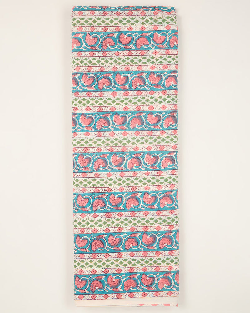 Cotton Jaipuri Block Jaal Printed Fabric – Rama Green