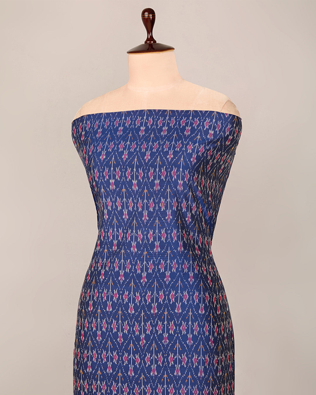 Royal Blue Cotton Silk Ikat Fabric