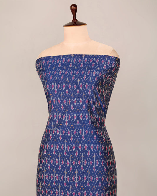 Royal Blue Cotton Silk Ikat Fabric