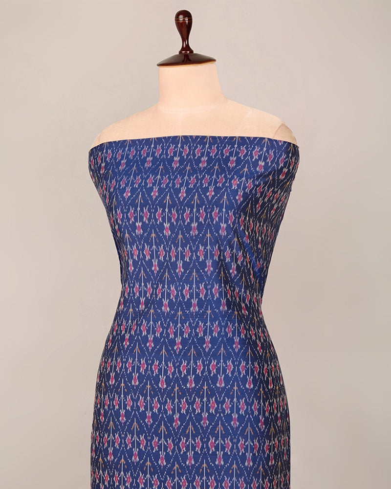 Royal Blue Cotton Silk Ikat Fabric