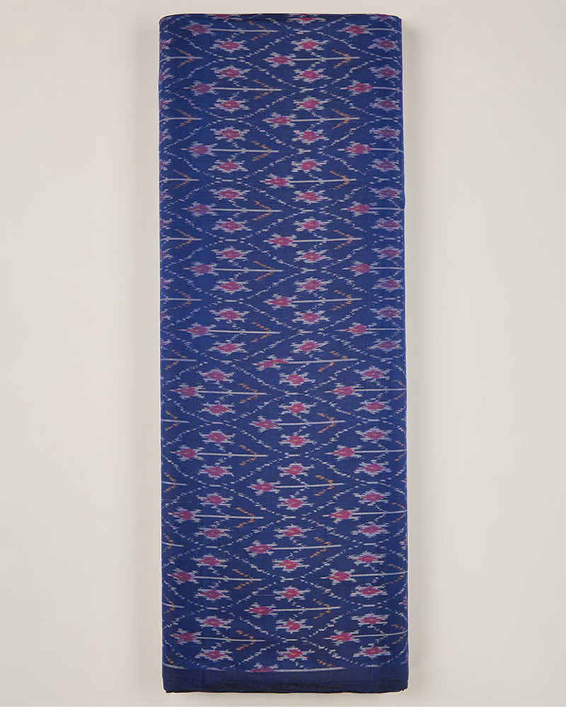 Royal Blue Cotton Silk Ikat Fabric