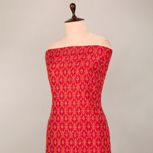 Red Cotton Silk Ikat Fabric