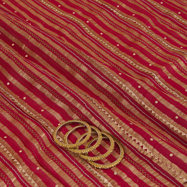 Rani Pink Chanderi Zari Gota Fabric