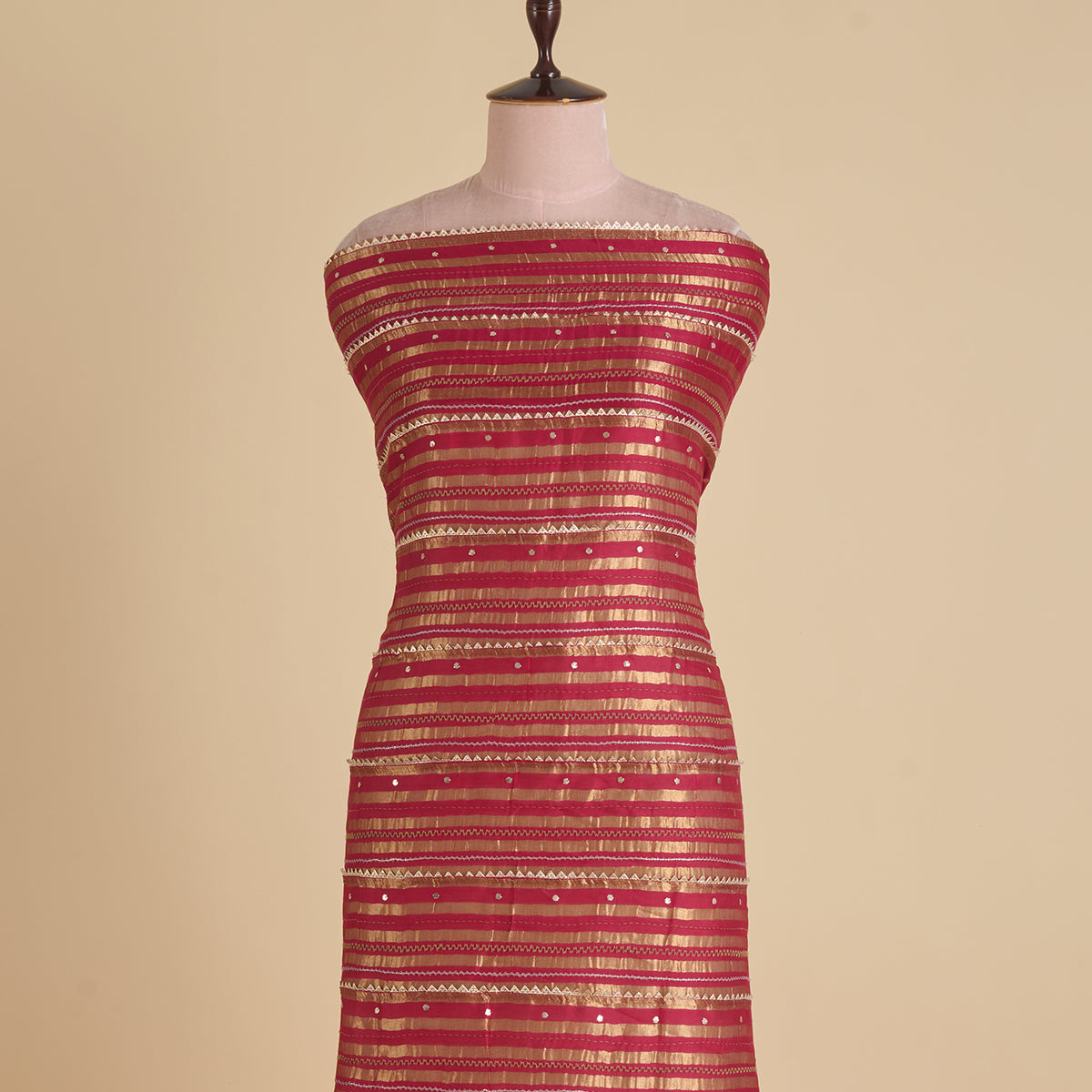 Rani Pink Chanderi Zari Gota Fabric