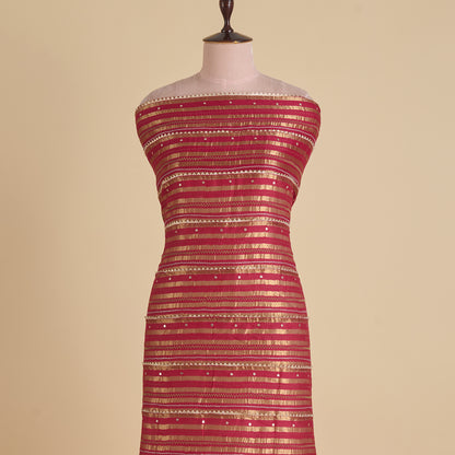 Rani Pink Chanderi Zari Gota Fabric
