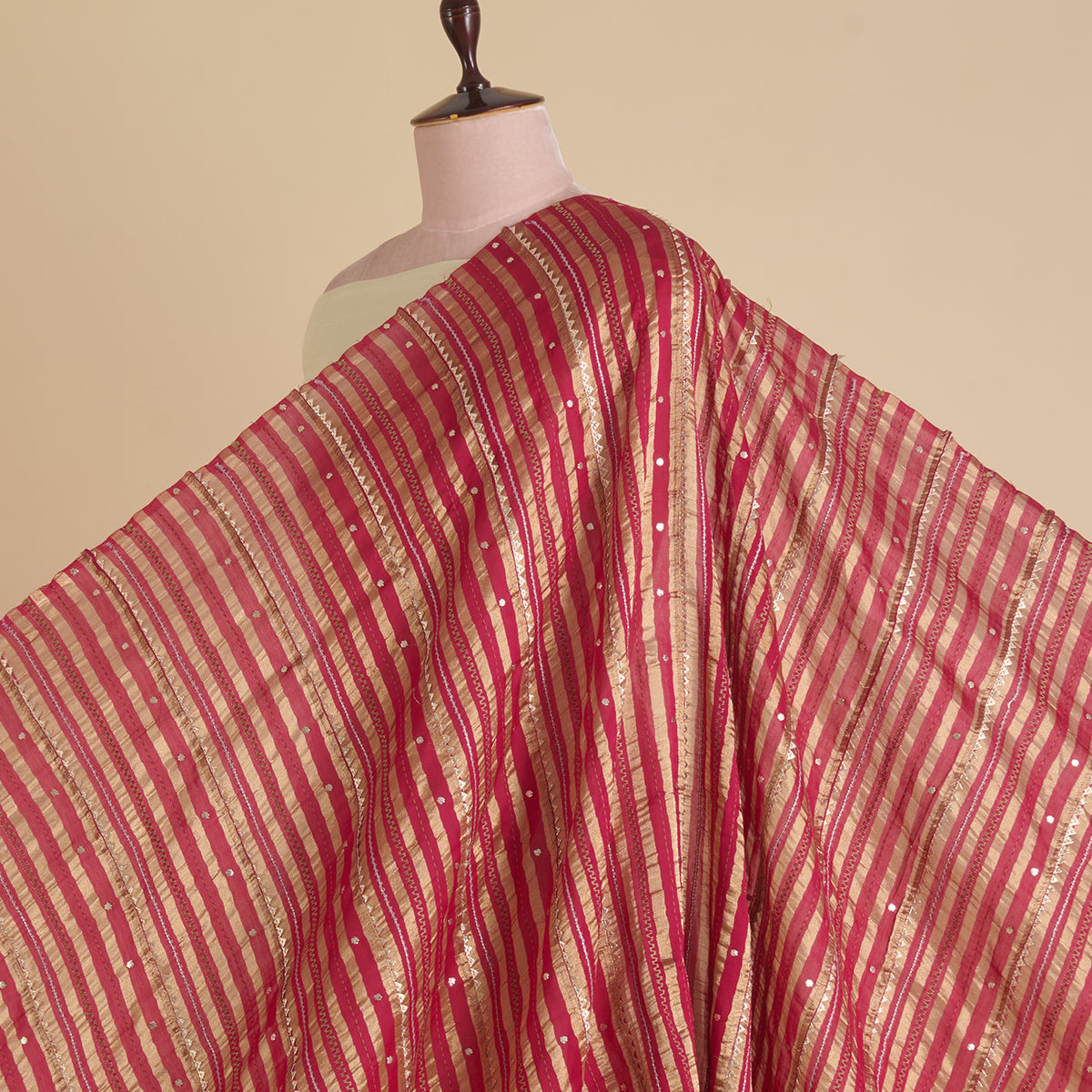 Rani Pink Chanderi Zari Gota Fabric