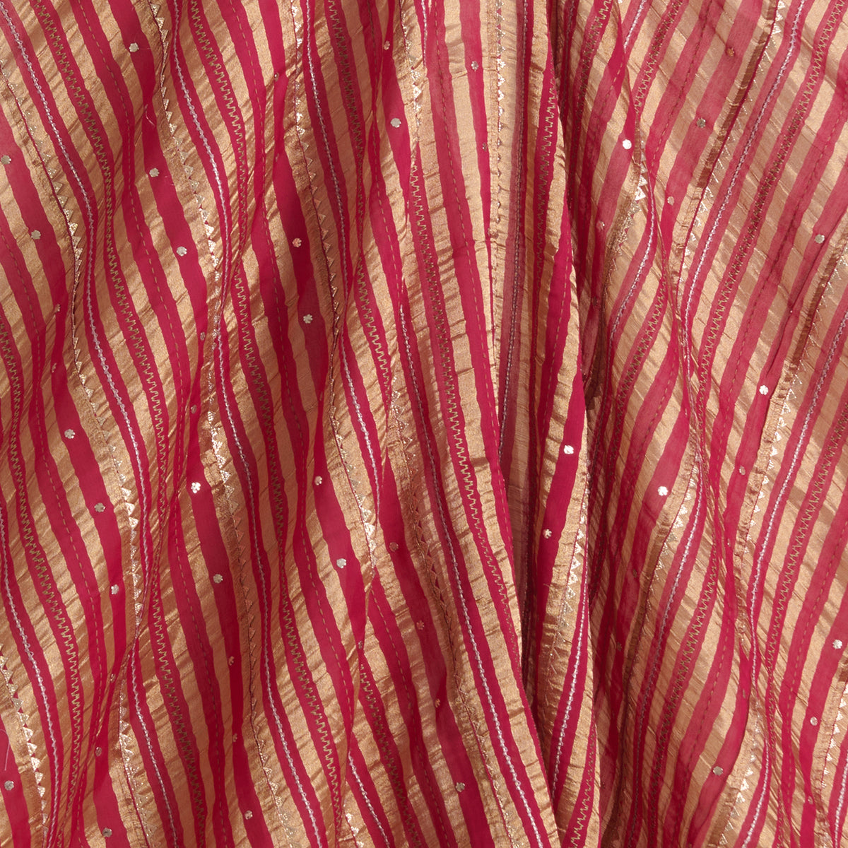 Rani Pink Chanderi Zari Gota Fabric