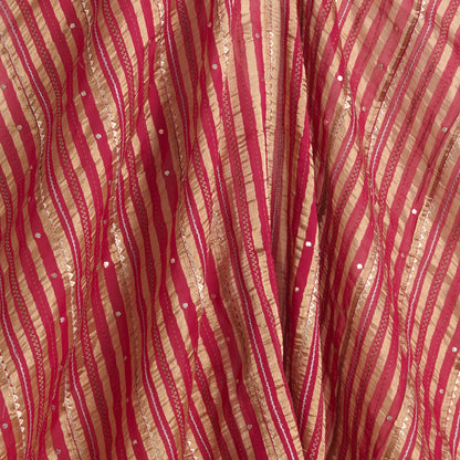 Rani Pink Chanderi Zari Gota Fabric