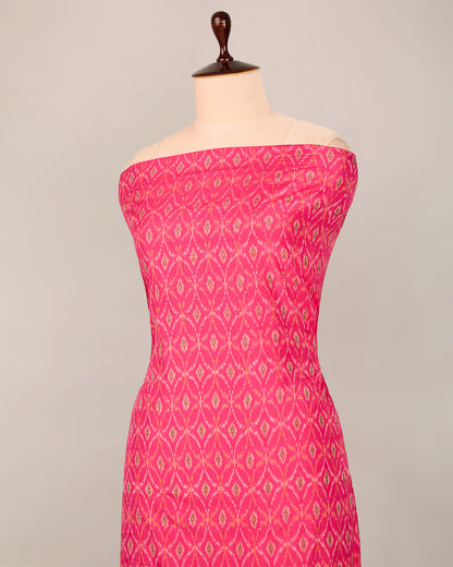 Tomato Pink Cotton Silk Ikat Fabric