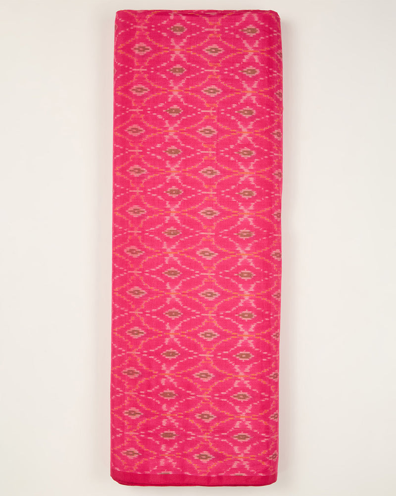 Tomato Pink Cotton Silk Ikat Fabric