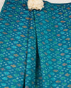 Teal Blue Cotton Silk Ikat Fabric