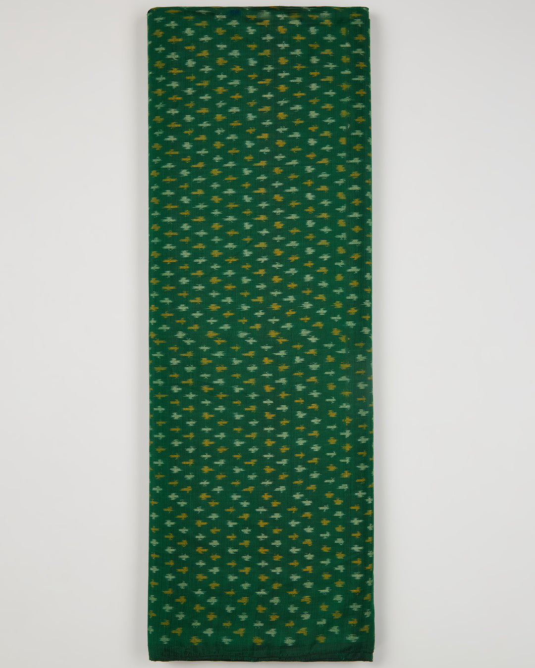 Deep Green Cotton Silk Ikat Fabric