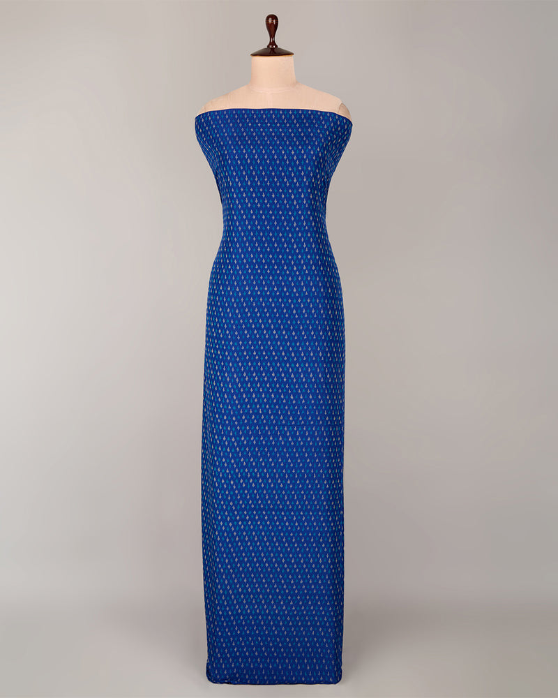 Cobalt Blue Cotton Silk Ikat Fabric