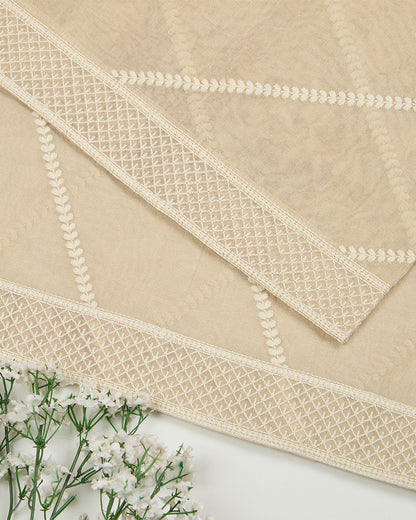 Chanderi Tissue Lucknowi Lehriya Border Dupatta