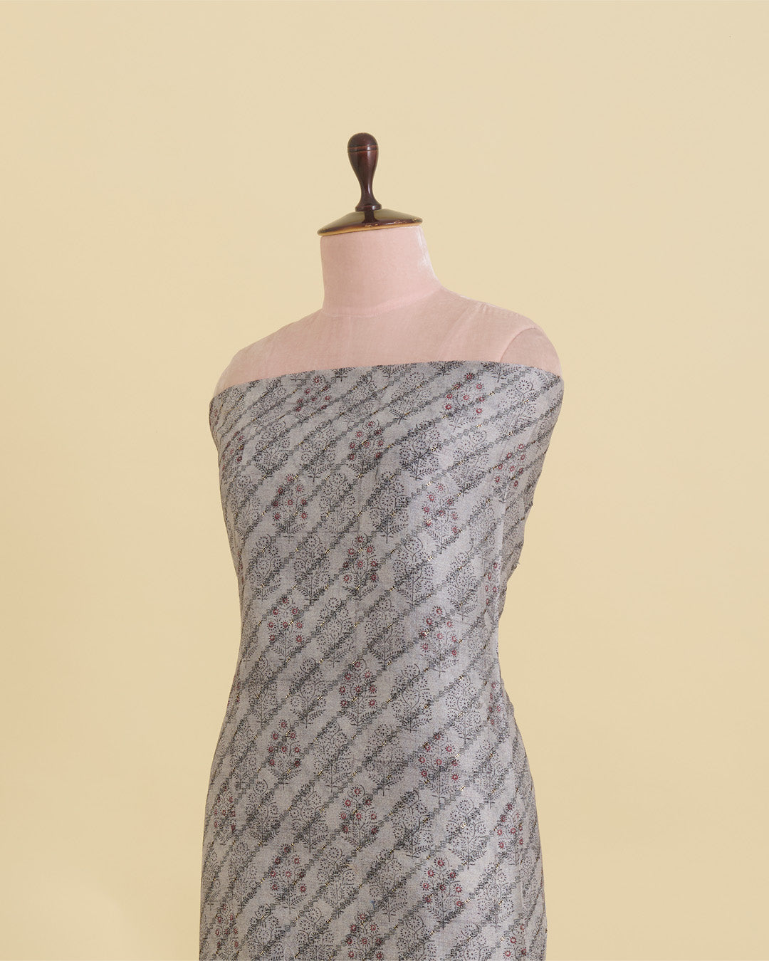 Grey Chanderi Printed Buti