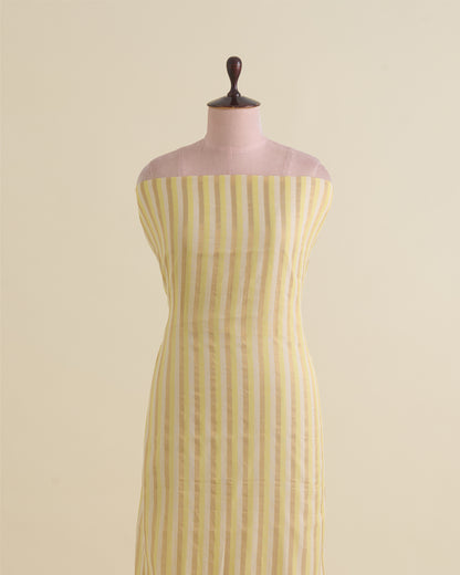 Yellow Gold Chanderi Gold Stripes Fabric