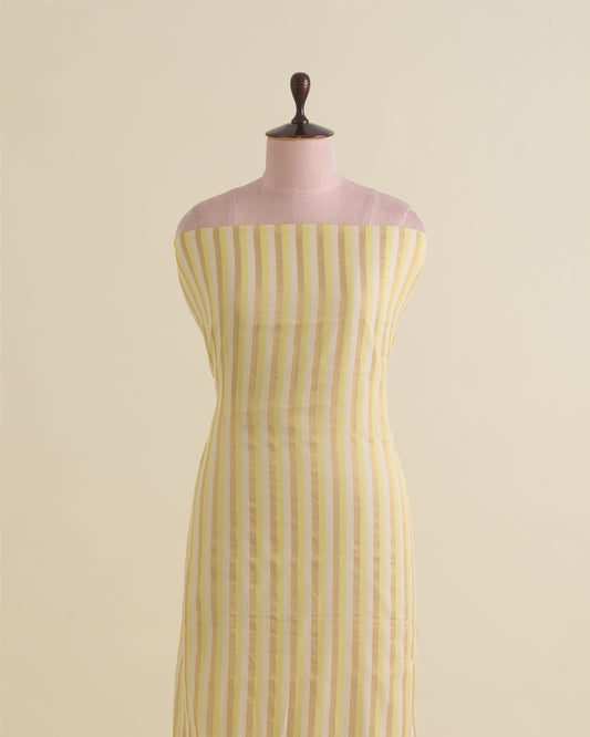 Yellow Gold Chanderi Gold Stripes Fabric