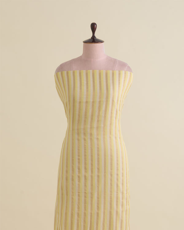 Yellow Gold Chanderi Gold Stripes Fabric