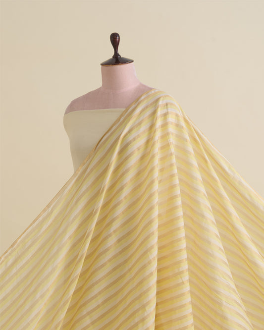 Yellow Gold Chanderi Gold Stripes Fabric