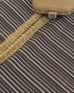 Black White Chanderi Tissue Black Gold Stripes