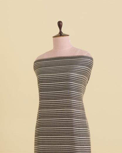 Black White Chanderi Tissue Black Gold Stripes