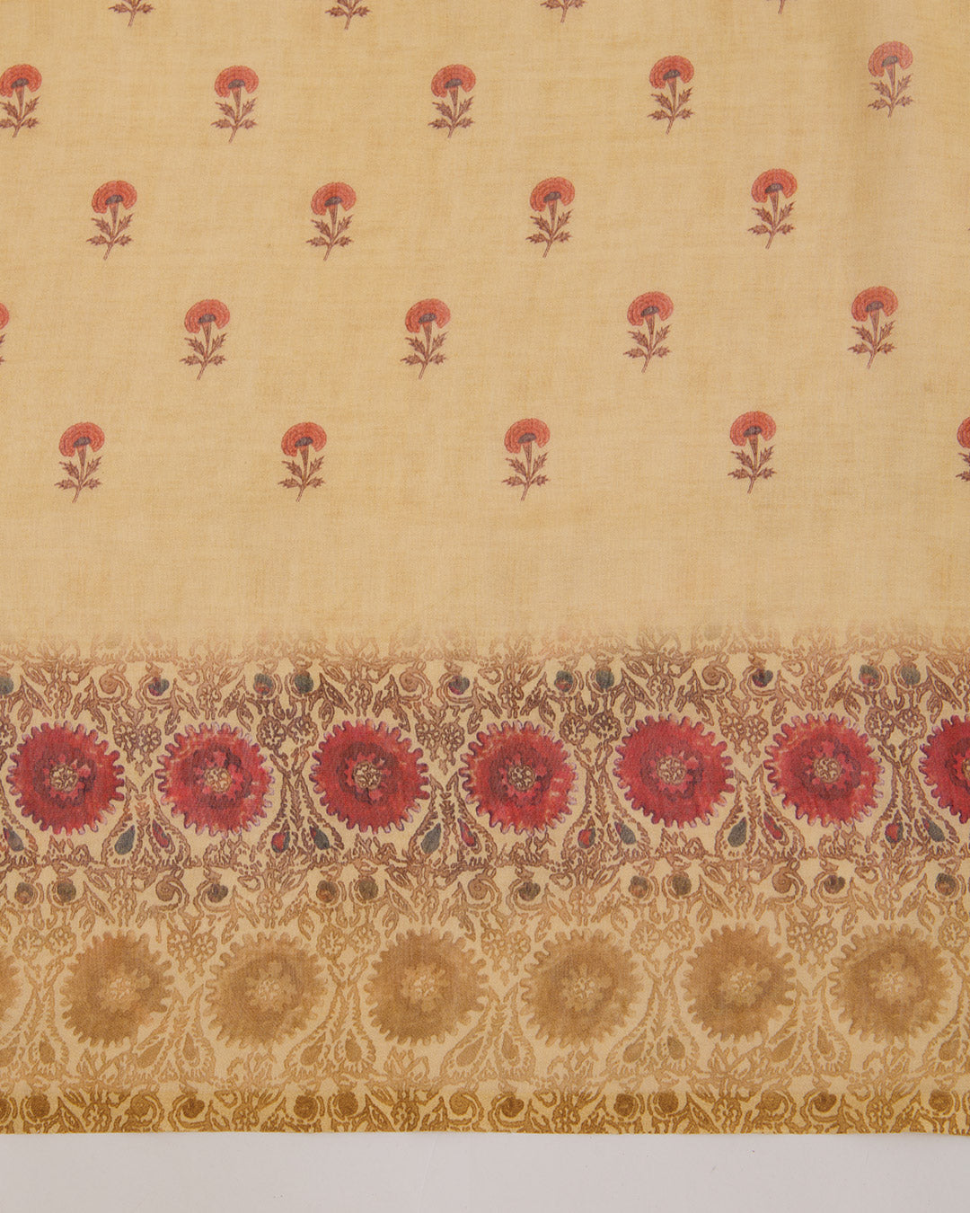Beige Chanderi Digital Motif Print Dupatta