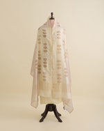 Beige Chanderi Block Printed Dupatta