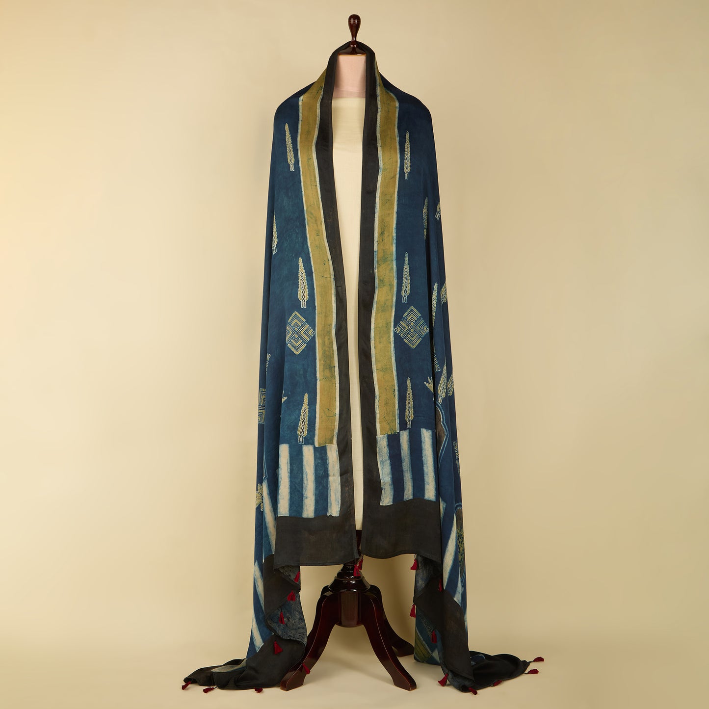 Cotton Satin Ajrakh Dupatta | Handcrafted Elegance