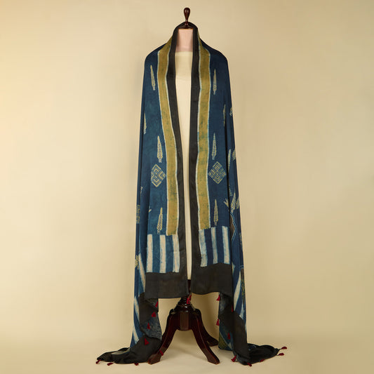 Cotton Satin Ajrakh Dupatta | Handcrafted Elegance