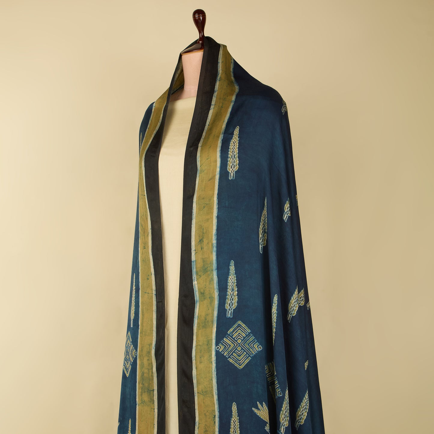 Cotton Satin Ajrakh Dupatta | Handcrafted Elegance