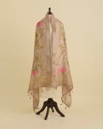 Beige Chanderi Tissue Kalamkari Digital Printed Dupatta