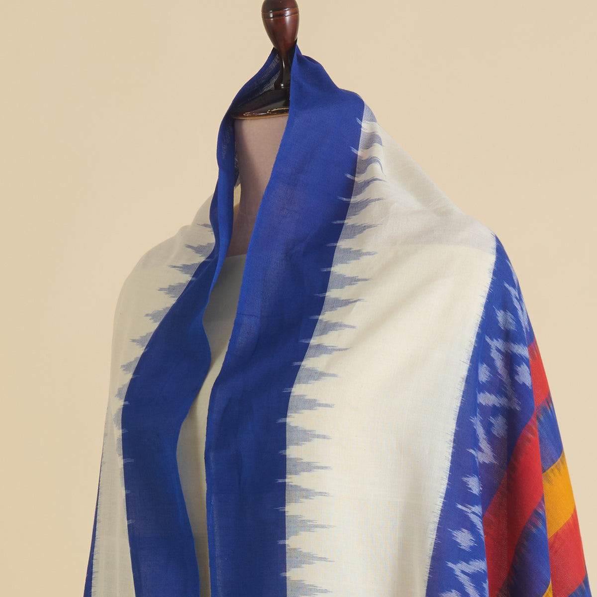 Blue Cotton Silk Ikat Patola Dupatta