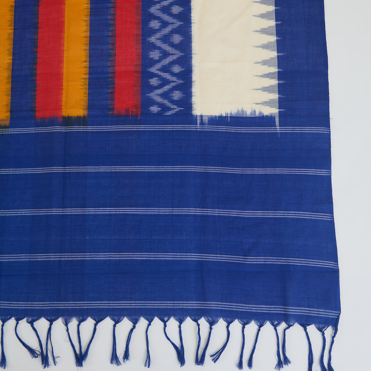 Blue Cotton Silk Ikat Patola Dupatta