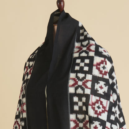 Black Cotton Silk Ikat Patola Dupatta