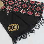 Black Cotton Silk Ikat Patola Dupatta